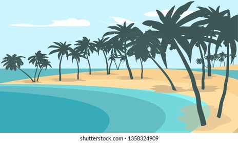 tropical beach with palm trees
