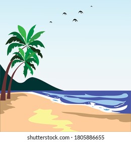 tropical beach with palm trees