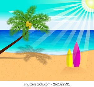 Tropical beach with Palm Trees 