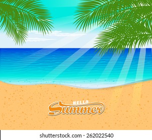 Tropical beach with Palm Trees 