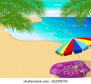 Tropical beach with Palm Trees 