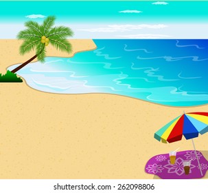Tropical beach with Palm Trees 