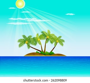 Tropical beach with Palm Trees 