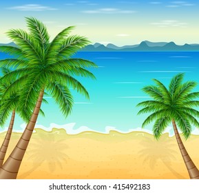 Tropical beach with palm trees