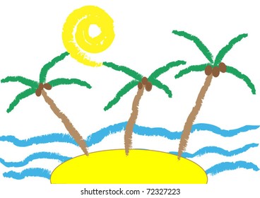 tropical beach with palm trees