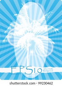Tropical beach with palm trees. vector, gradient, color full, no mesh