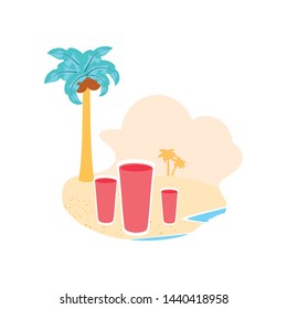 tropical beach palms with juices in the beach