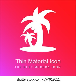 Tropical beach palms trees silhouette red and pink gradient material white icon minimal design