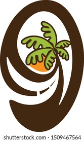 Tropical beach palms vector icon on white background. Tropical beach palms icon in modern design style. Vector illustration EPS.8 EPS.10