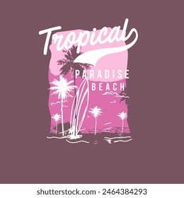 Tropical beach paradise summer graphic tee