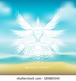 Tropical beach party flyer background vector illustration