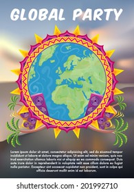 Tropical beach party flyer background vector illustration