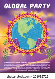 Tropical beach party flyer background vector illustration