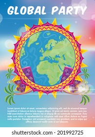 Tropical beach party flyer background vector illustration