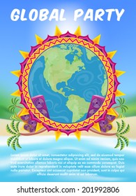 Tropical beach party flyer background vector illustration