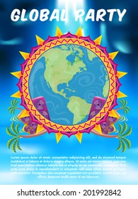 Tropical beach party flyer background vector illustration