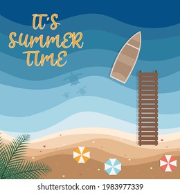 Tropical Beach Poster. Es ist Sommerzeit-Banner. Sommerferien-Wallpaper oder Plakat- oder Sommerverkaufsbanner