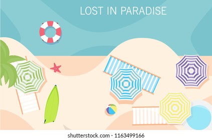 Tropical beach poster. Vector illustration.