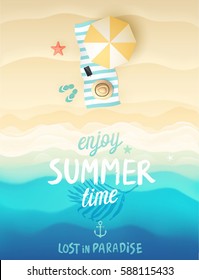 Tropical beach poster. Vector illustration.