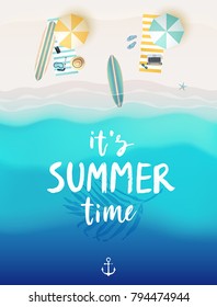 Tropical beach poster. Vector illustration.