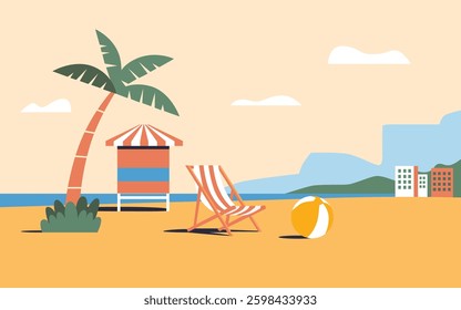 Tropical Beach Relaxation Scene Illustration
