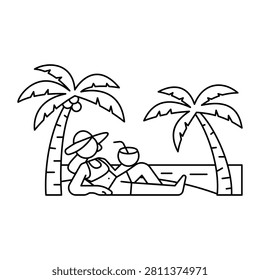 Tropical Beach Relaxation Vacation Illustration