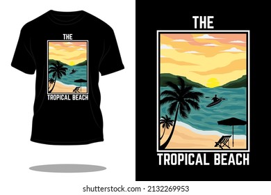 the tropical beach retro t shirt design