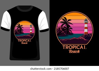 Tropical Beach Retro Vintage T Shirt Design