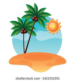 tropical beach sand palm tree sun vector illustration