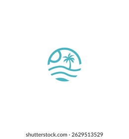 Tropical beach scene in a circle