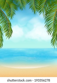 Tropical Beach Scene with Palm Trees