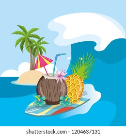 tropical beach scenery theme cartoon