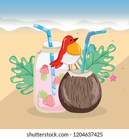 tropical beach scenery theme cartoon