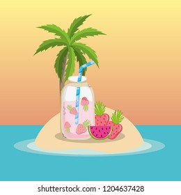 tropical beach scenery theme cartoon