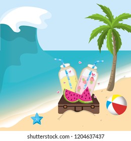 tropical beach scenery theme cartoon