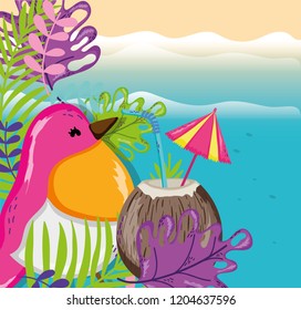 tropical beach scenery theme cartoon