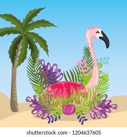 tropical beach scenery theme cartoon