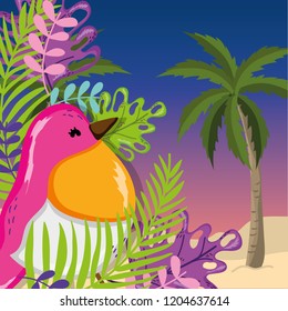 tropical beach scenery theme cartoon