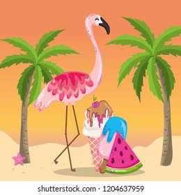 tropical beach scenery theme cartoon