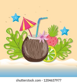 tropical beach scenery theme cartoon