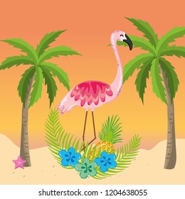 tropical beach scenery theme cartoon