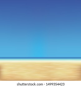 Tropical Beach With Sea And Sand With Gradient Mesh, Vector Illustration