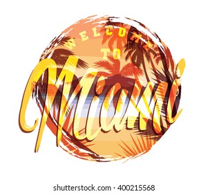 Tropical beach summer print with slogan for t-shirt graphic and other uses. Vector illustration.