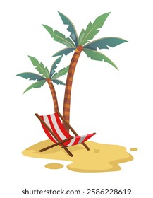 Tropical beach summer scene. comfortable sitting chaise longue in the shade. stock illustration