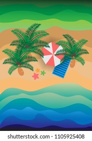 Tropical beach summer time. Vector illustration.