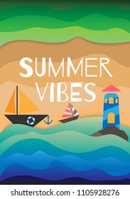 Tropical beach summer vibes. Vector illustration.