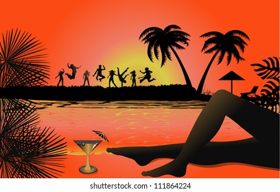 Tropical beach sunset