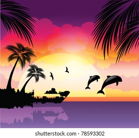 Tropical beach sunset