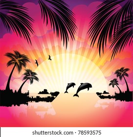 Tropical beach sunset