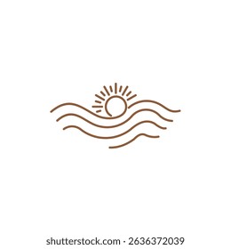 Tropical Beach Sunset Logo: Palm Trees Island Vector Design